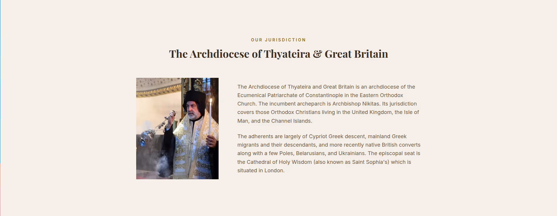 Orthodox church website interior page design